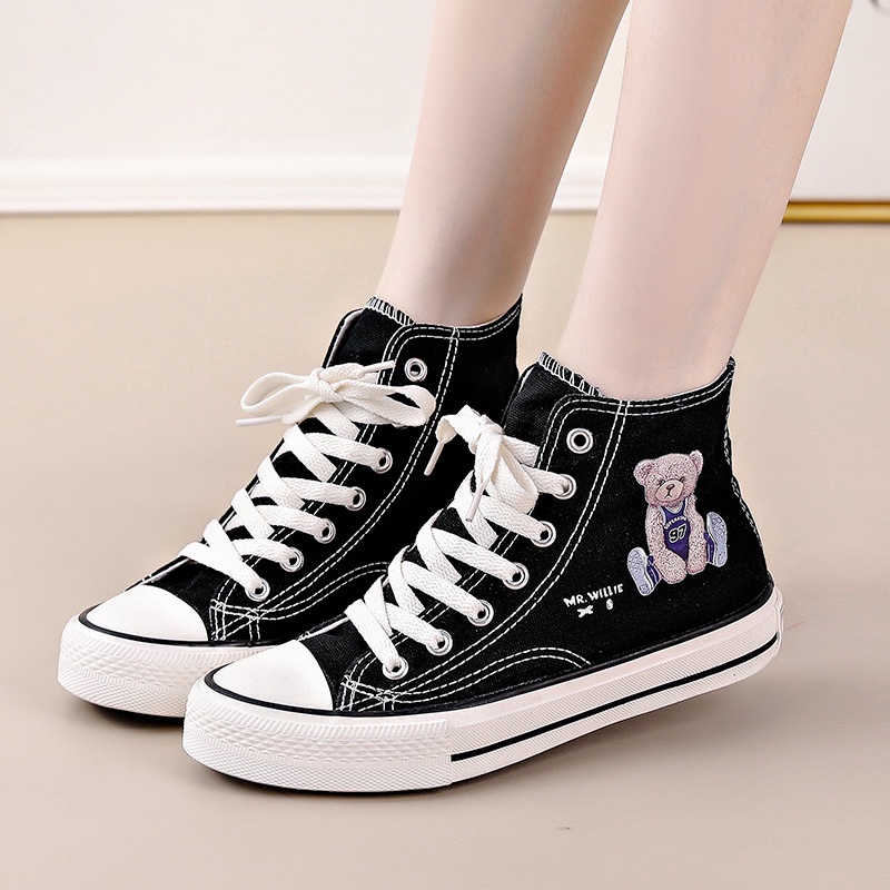 Giày Convert Thể Thao Nữ, Bé Gái Hình Con Gấu Đi Học Đi Chơi 2021