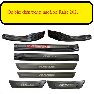 Ốp bậc cửa, nẹp bước chân trong, ngoài xe Toyota Raize 2021+ vân titan cao cấp ( Tặng Keo Dính )