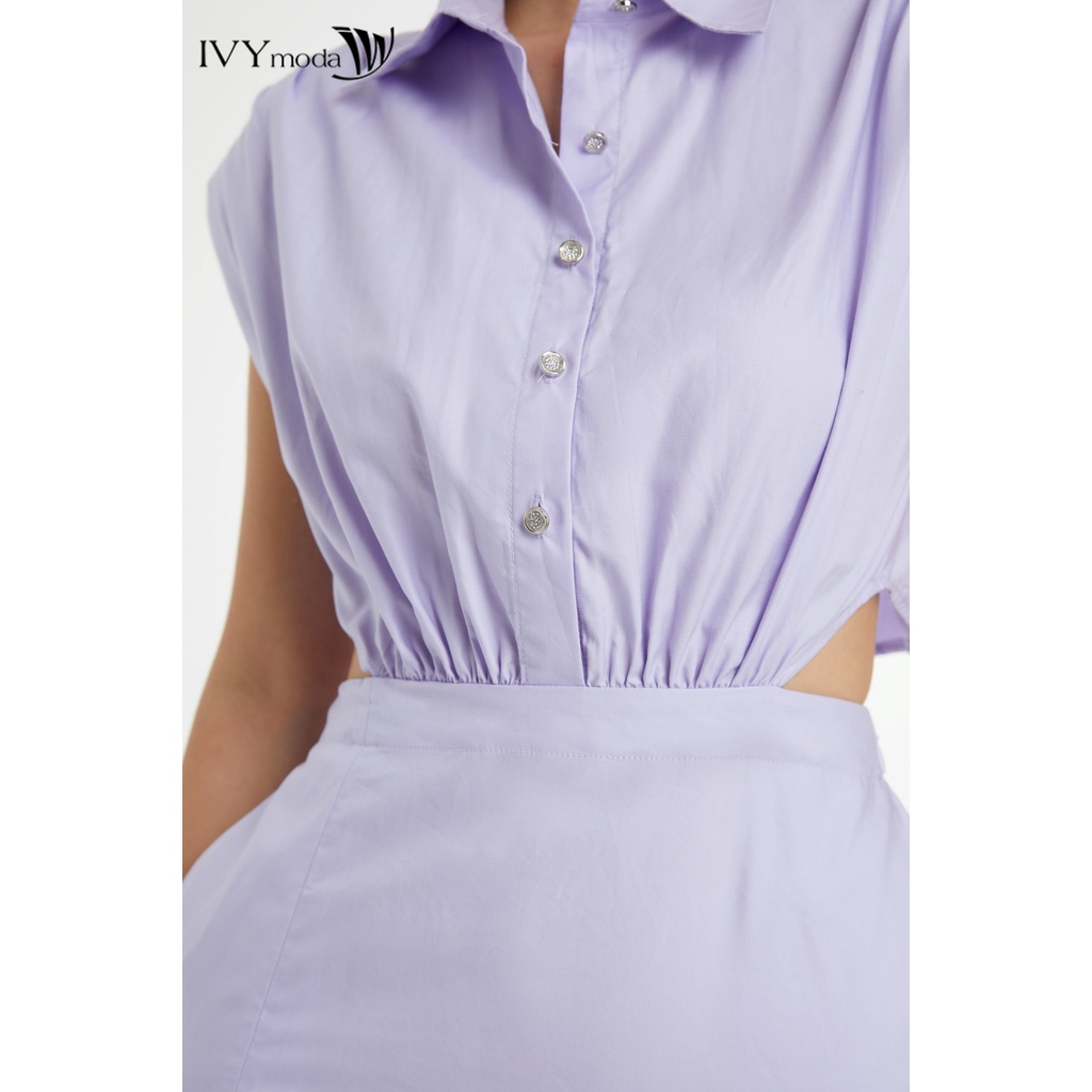 Đầm thô 1 lớp nữ xẻ eo IVY moda MS 47B9364