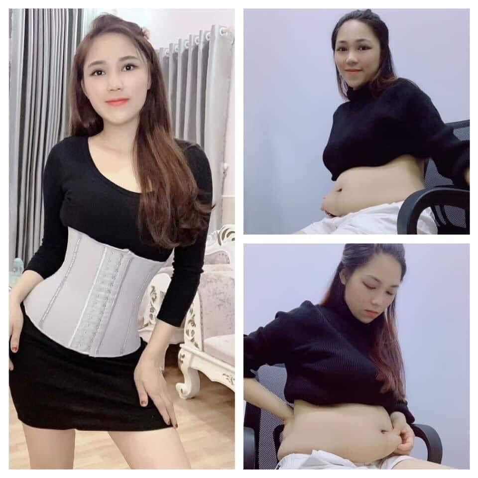 Đai Nịt Bụng Latex Châu Âu - 25 Khung Xương Thép (Màu Ghi)