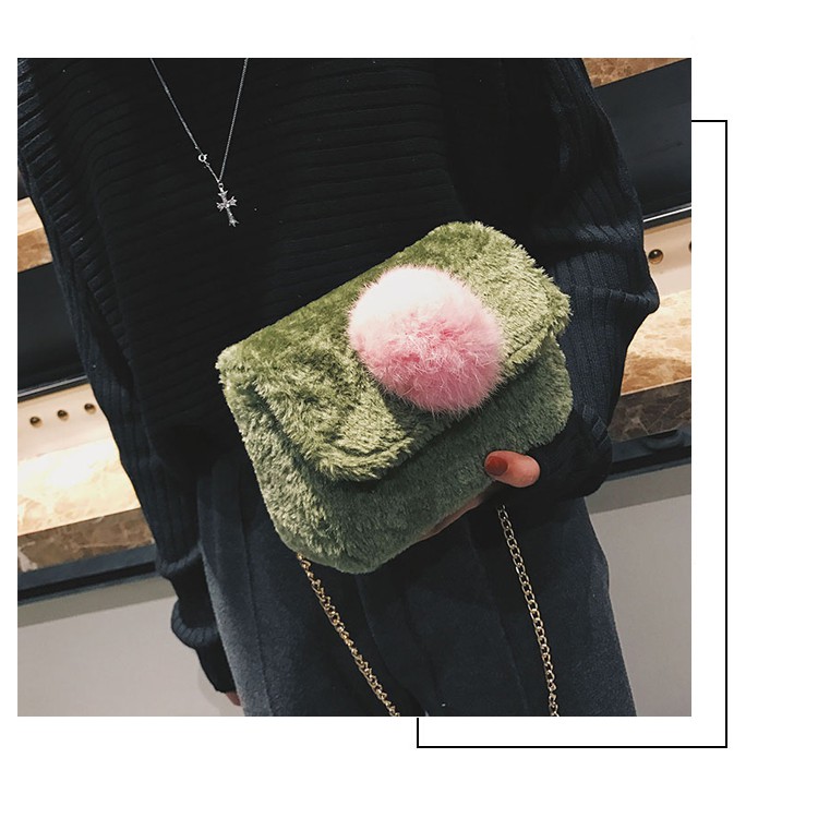[TRỢ SHIP_HÀNG XỊN] Túi xách nữ messenger lông quai xích B010 đeo chéo, mềm mịn, bền, rẻ đẹp