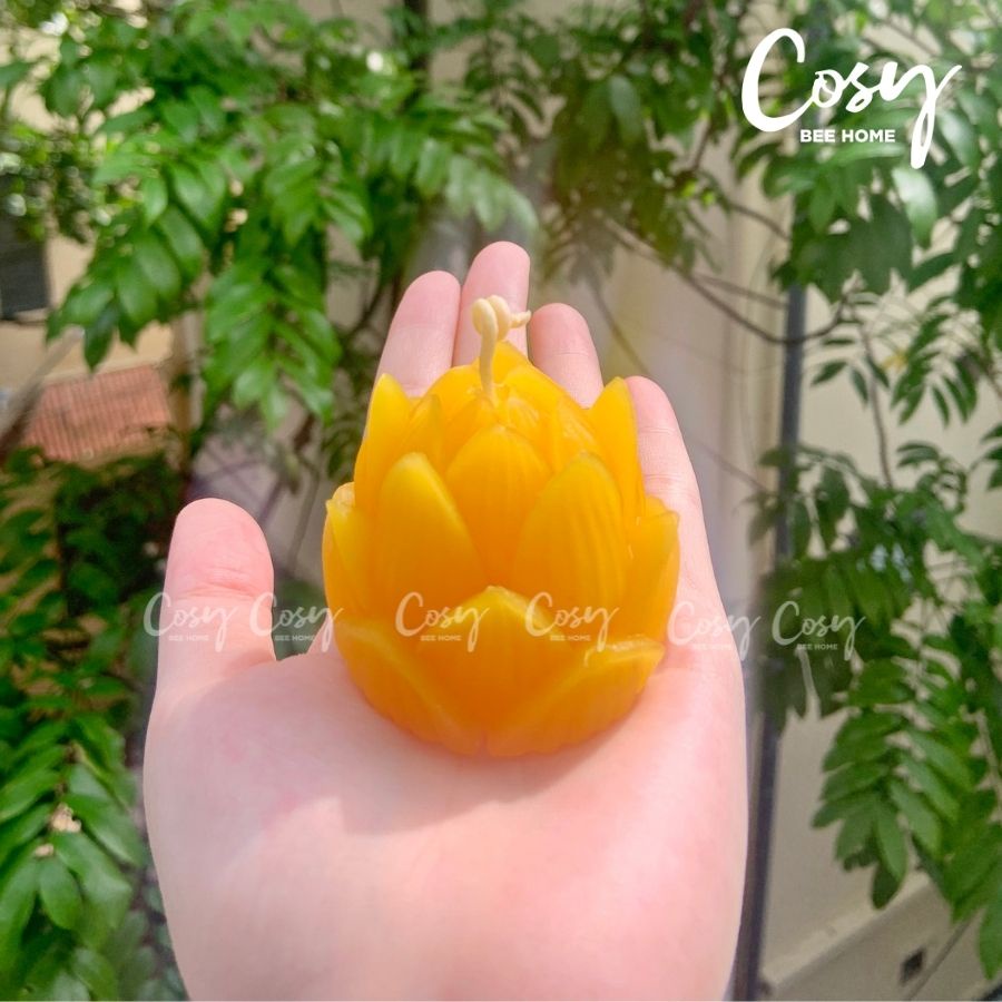 Nến Sáp Ong Hoa Sen Búp, nến cúng phật, tu tập, an toàn không khói, thơm dễ chịu, thời gian cháy 11-12 giờ,cosy bee home