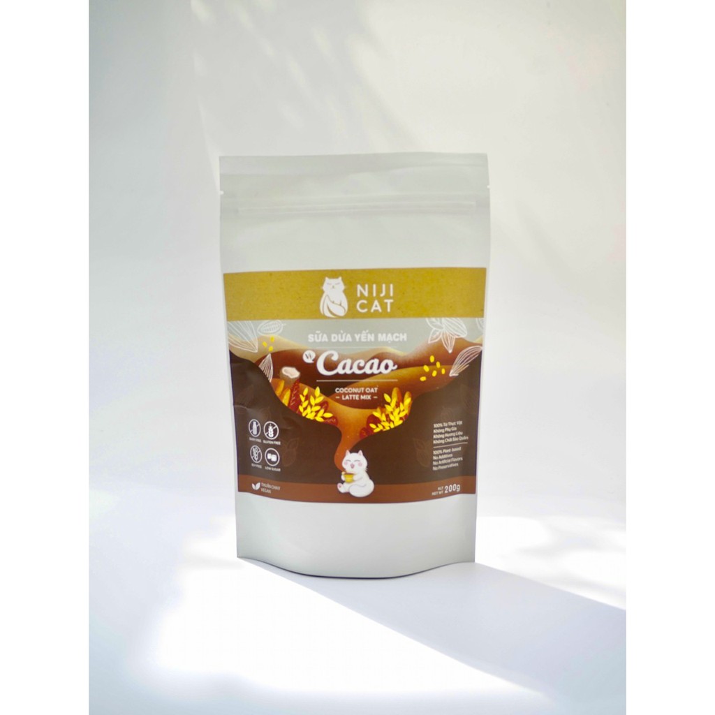 Bột sữa dừa yến mạch vị ca cao Mangline Farm gói 200g thơm ngon béo ngậy đậm vị ca cao 100% từ thực vật sản phẩm chay