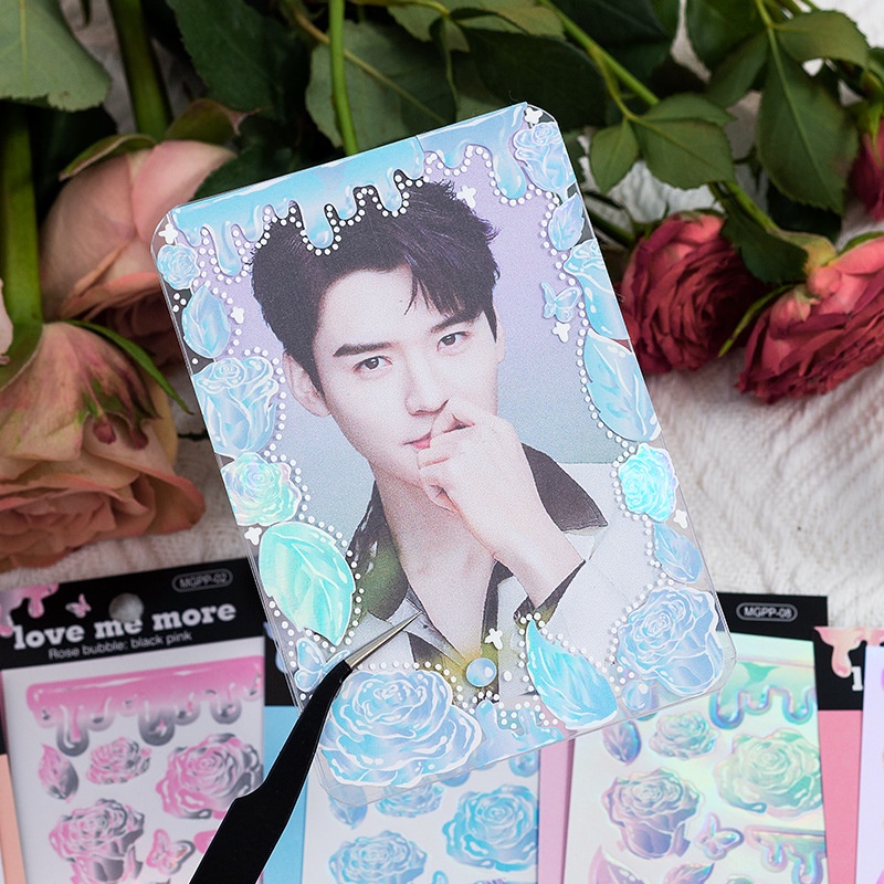 Sticker Toploader Roses Bubble LOVE ME MORE Hologram BeTiny Stationery