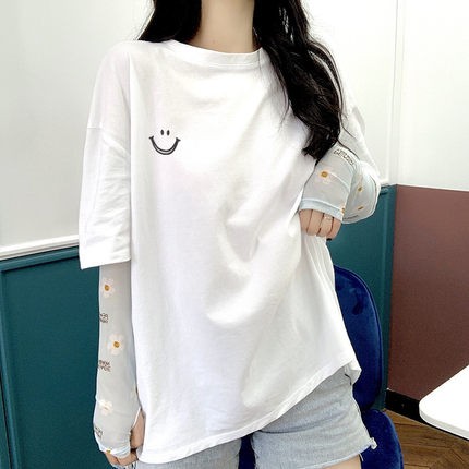 ÁO THUN UNISEX - THÊU HÌNH MẶT CƯỜI - HÀN QUỐC FORM RỘNG - HÀNG NHẬP QC