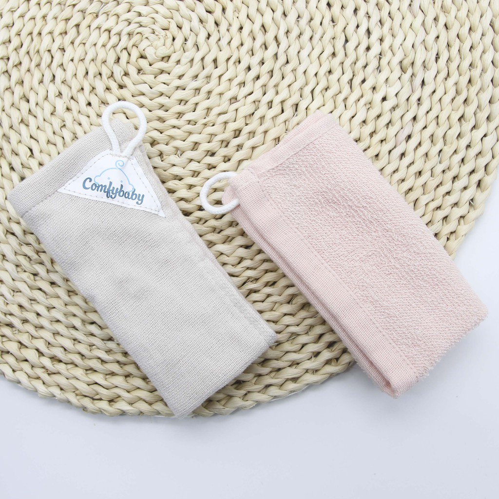 Set 2 khăn mặt - khăn tắm cho bé 100% Cotton cao cấp Comfybaby CF0121