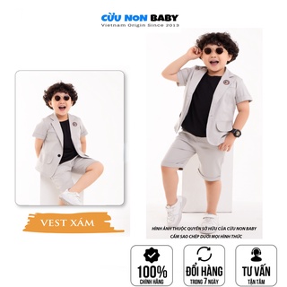 [Ảnh Thật] Bộ Vest Ghile Bé Trai Công Tử Bạc Liêu Sang Chảnh + Tặng kèm áo thun (trị giá 69k) - Màu Xám