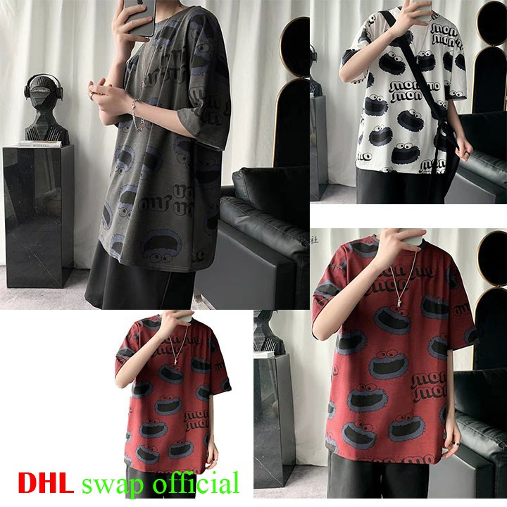Áo phông tay lỡ unisex DHL thun nam nữ form rộng oversize phong cách ulzzang tee basi