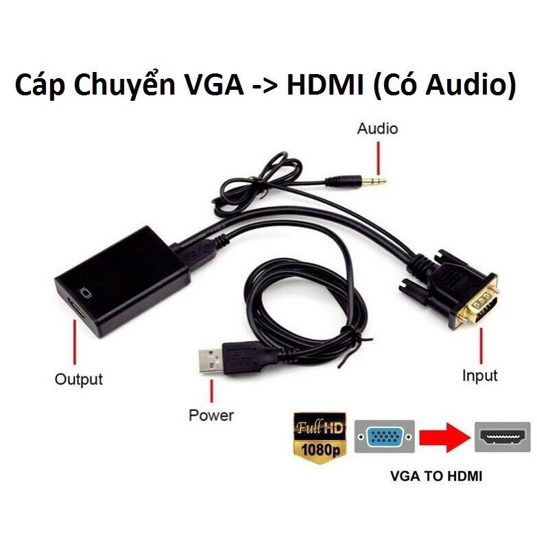 Cáp Chuyển Đổi VGA sang HDMI Có Âm Thanh