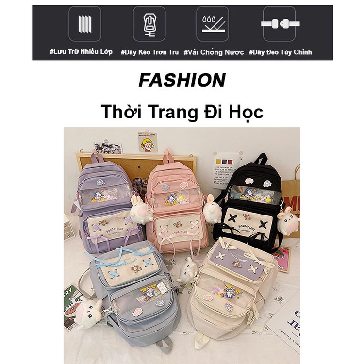 Balo nữ đi học dễ thương thời trang giá rẻ ZIMO cặp sách đi học nữ nhiều ngăn đựng laptop cao cấp