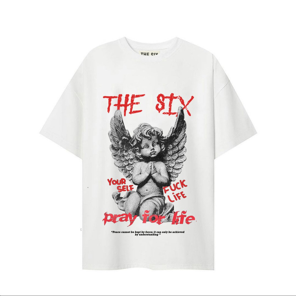 Áo phông tay lỡ unisex - Vải cotton 4 chiều - ThesixBrand - RED ANGEL | BigBuy360 - bigbuy360.vn