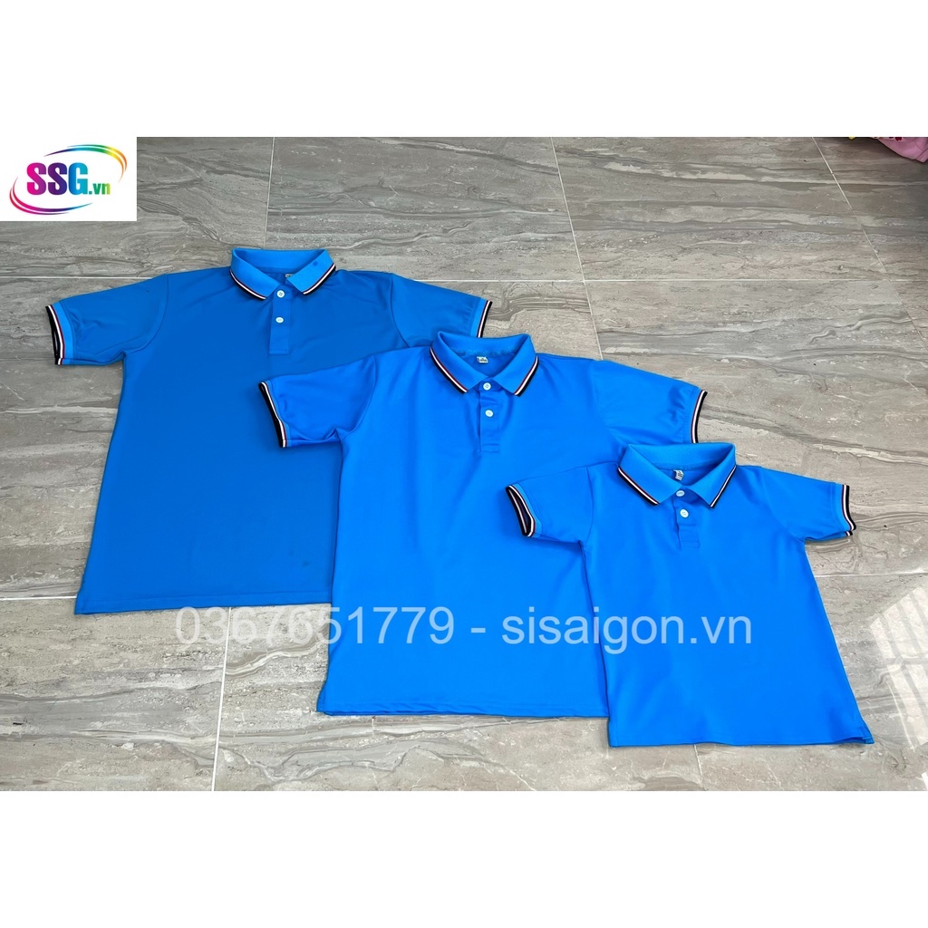 Áo poly cổ trụ MÀU XANH BIỂN CÓ VIỀN co giãn tốt dày dặn, mặt đi chơi, đi làm, du lịch đều đẹp