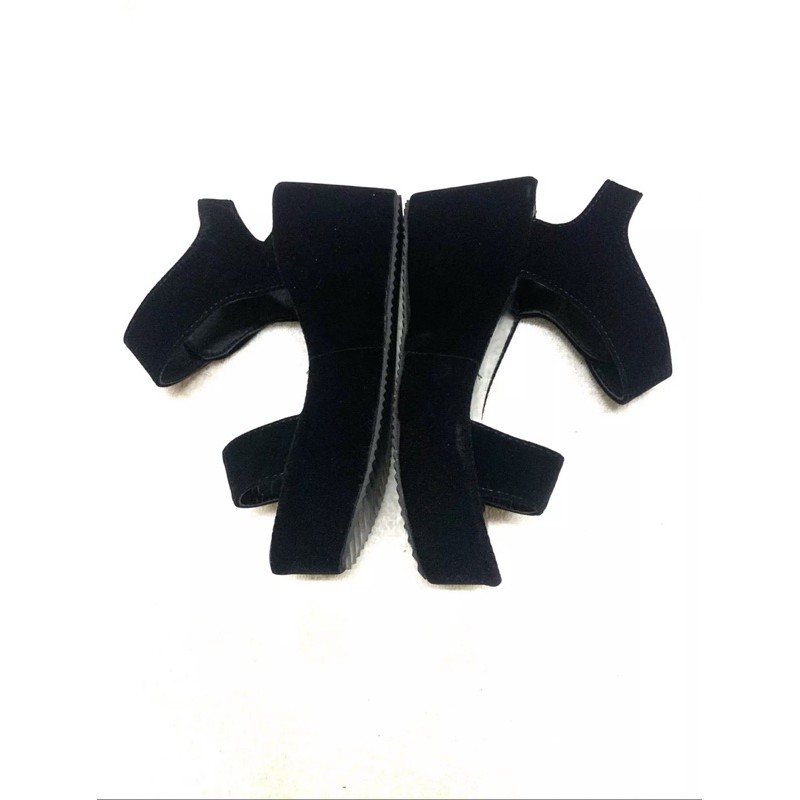 Sandal 2 quai nhung đế xuồng