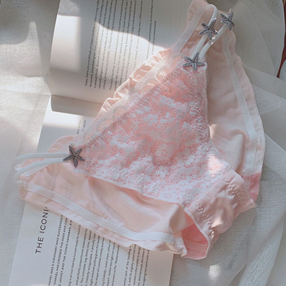 Quần lót cotton phối ren hoa thoáng khí phong cách Hàn Quốc cho nữ