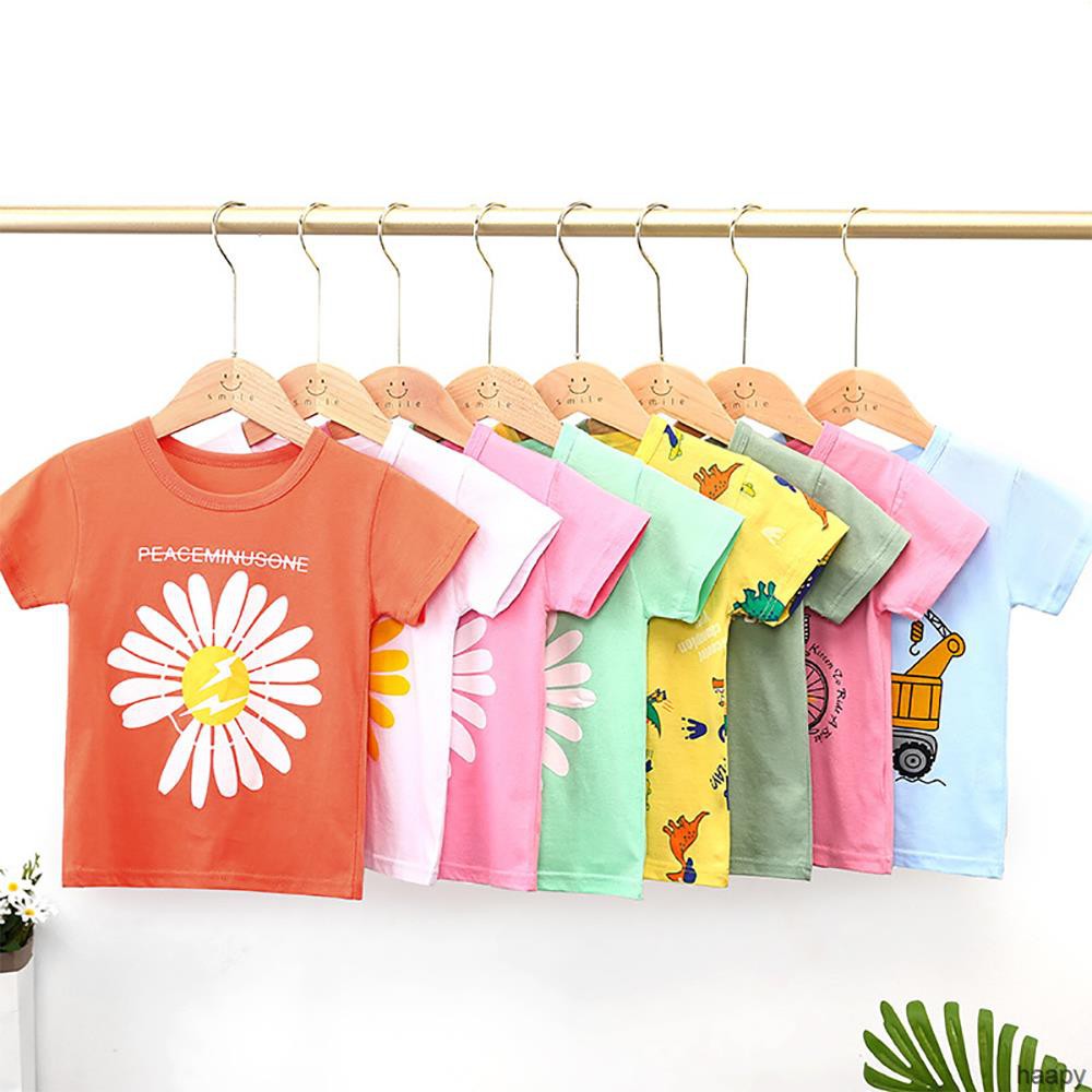 Áo Thun Tay Ngắn Chất Liệu Cotton Cao Cấp Họa Tiết Hoạt Hình Thời Trang Mùa Hè Theo Phong Cách Hàn Quốc Cho Bé