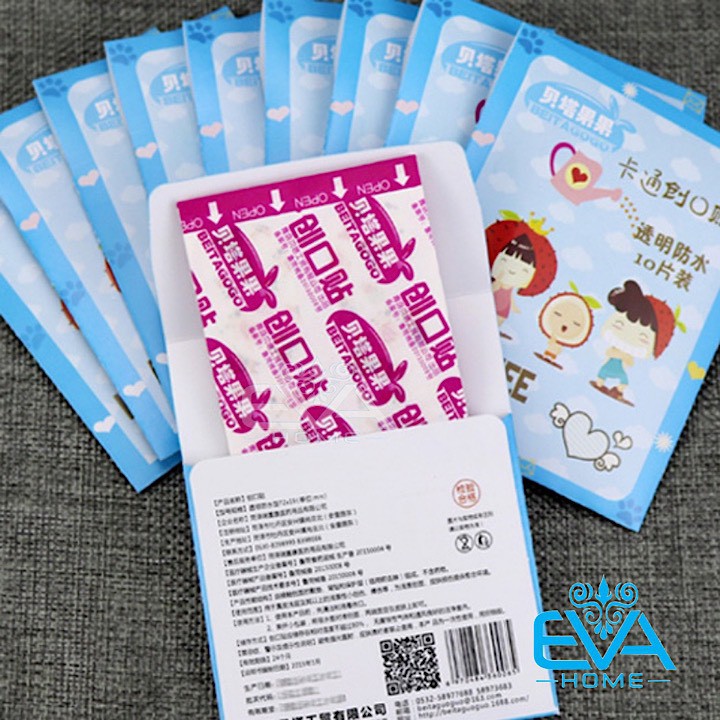 Hộp 100 Miếng 10 Set Băng Keo Cá Nhân Hoạt Hình Cute Bandages Trong Suốt