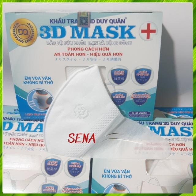 ]Khẩu Trang 3D Mask Duy Quân  Xuân Lai Chính Hãng Công Nghệ Nhật Bản Hộp 50 Chiếc màu trắng co giãn tốt