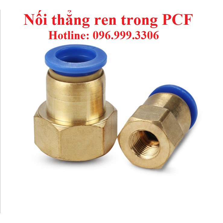 Đầu nối thẳng ren trong PCF khí nén, phun sương đầy đủ kích cỡ giá sỉ