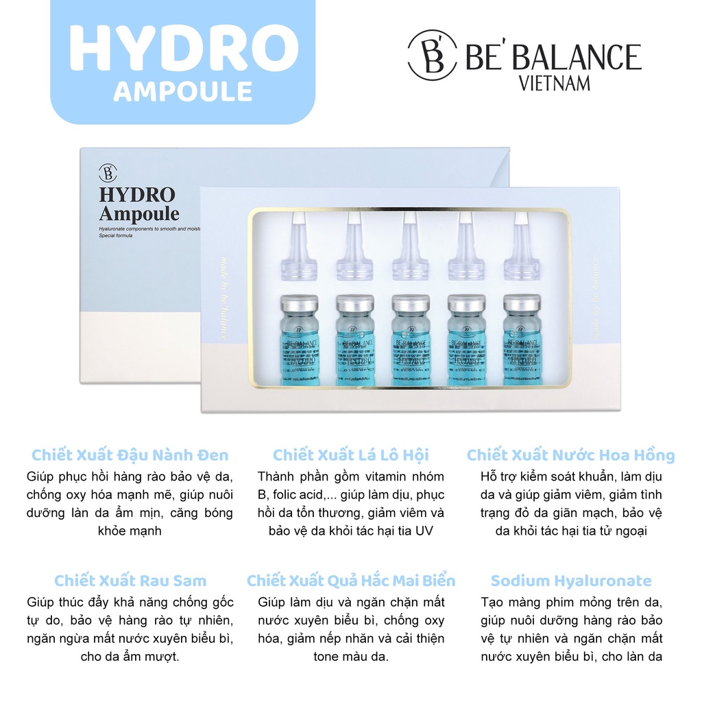 Serum Chuyên Sâu Chăm Sóc Da, Phục Hồi Da Be'Balance Hydro Ampoule (Hộp 5 Ống, 10ml/ ống)