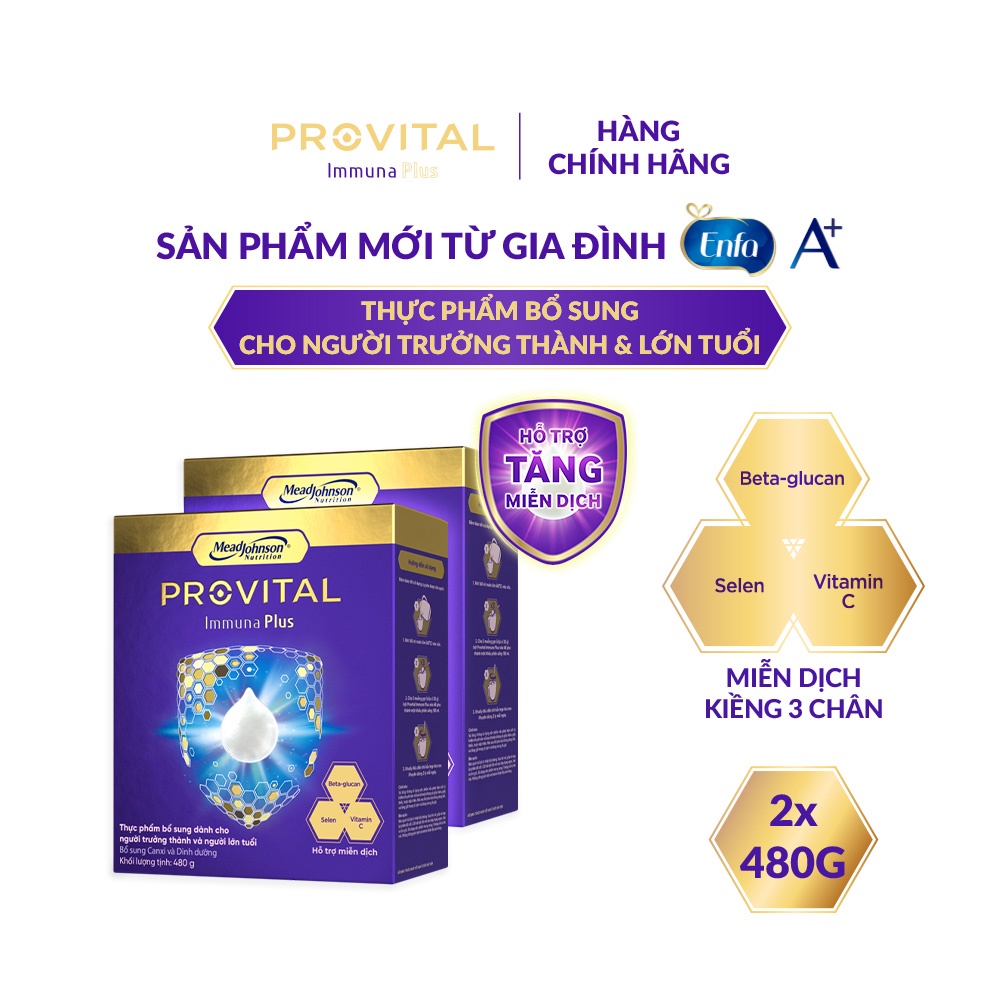 Sữa bột provital immuna Plus hộp 480g - bổ sung dinh dưỡng và canxi