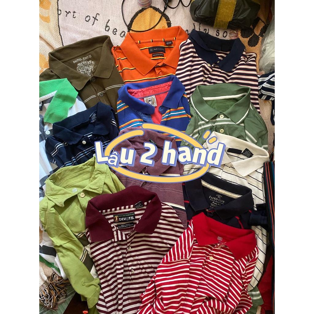 ( Được lựa mẫu, 2hand Vip) Áo polo sọc đủ màu,bigsize unisex, form rộng, áo thun cổ bẻ nam nữ, Lâu 2hand