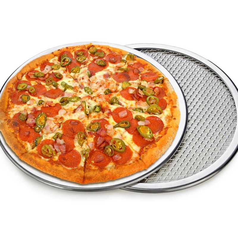 Aluminum Round Pizza Baking Tray DIY Pizza Screen Baking Tray Metal Net Non-stick Mold For Oven