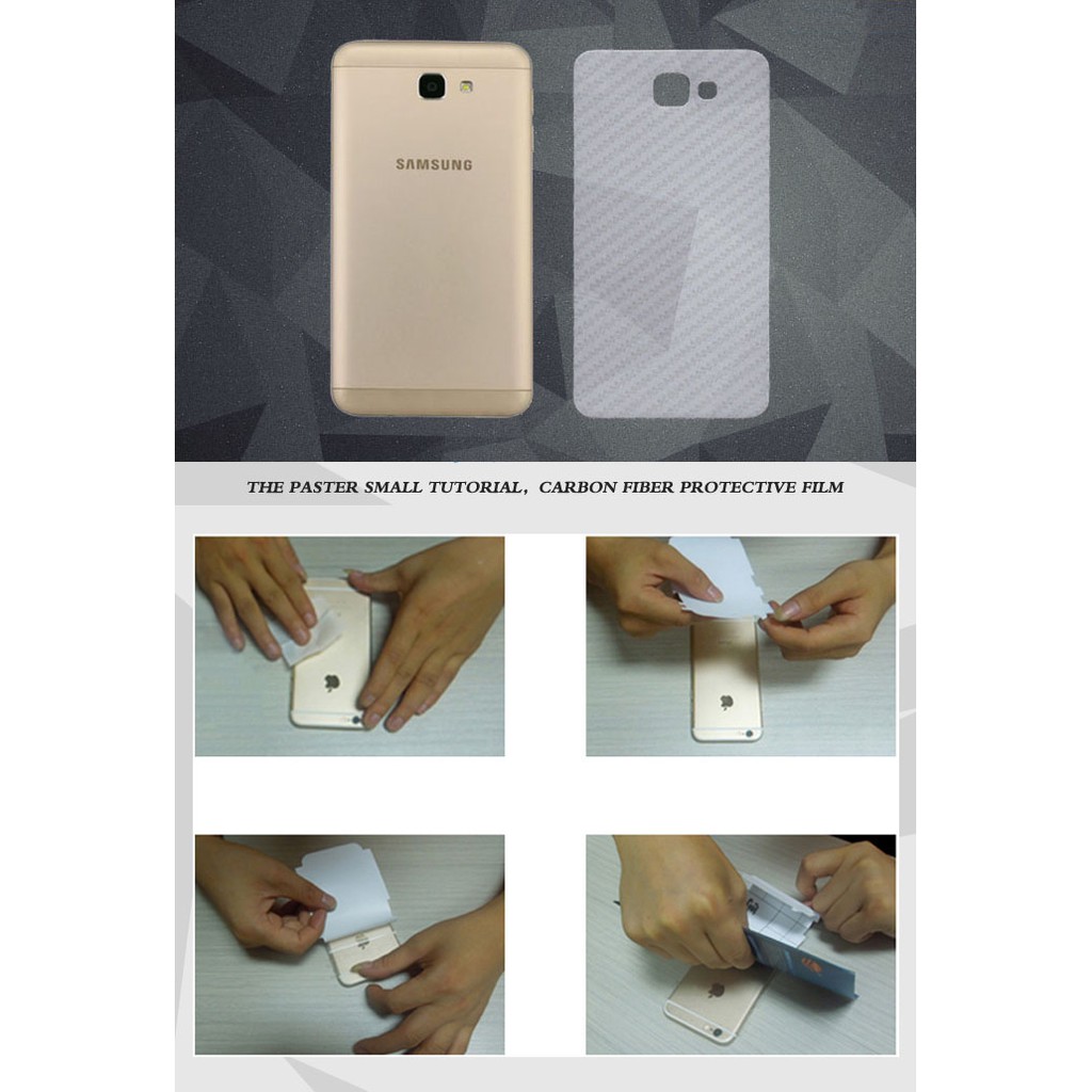 Bộ 3 tấm dán lưng mặt sau vân carbon 3D chống xước cho điện thoại Samsung Galaxy J7 Prime,Samsung J7 Pro