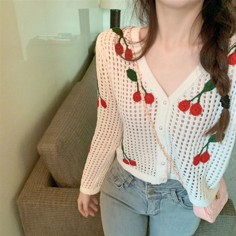 Áo Cardigan Dệt Kim Tay Dài Cổ Tròn Thiết Kế Hở Phía Trước Độc Đáo Thời Trang Cho Nữ