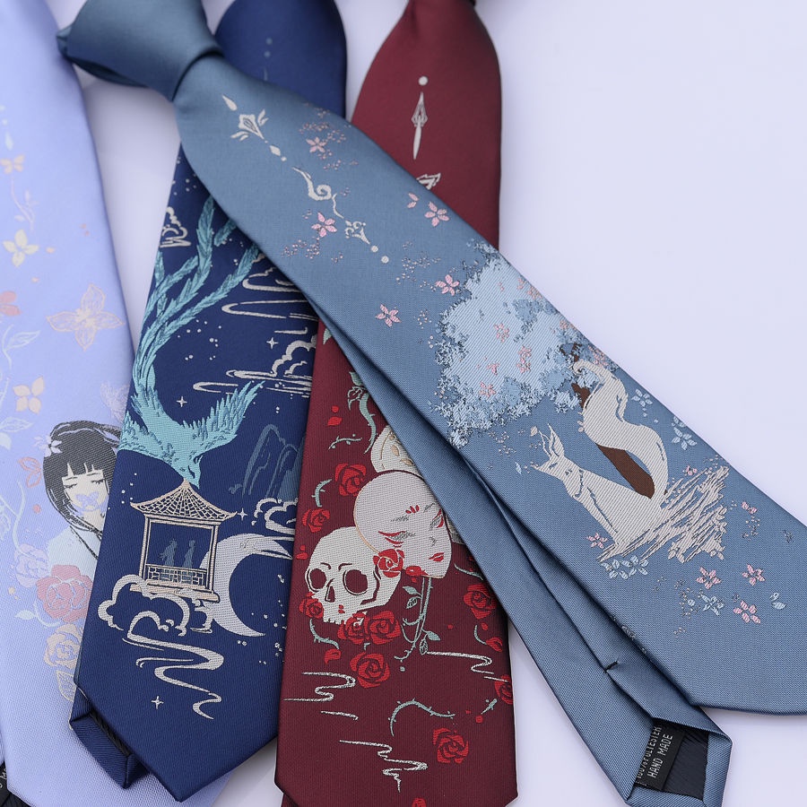 Cà Vạt Đồng Phục jk Bằng Da Họa Tiết Bướm Chim Màu Mù Tạt Thời Trang Nam _ Unisex