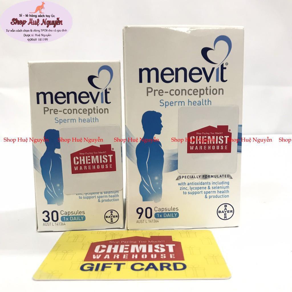 Menevit Úc - Vitamin tổng hợp cho nam giới giúp tăng khả năng thụ thai - MẪU MỚI 2021 lọ 30 viên và 90 viên