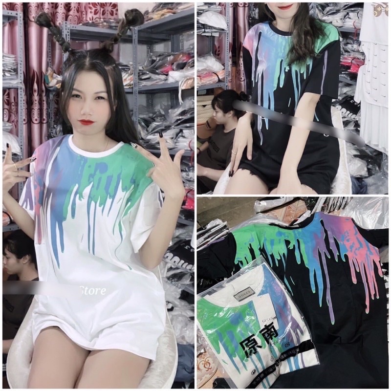 Áo Phông Tay Lỡ Vẩy Sơn Basic Dáng Rộng Nam Nữ Unisex