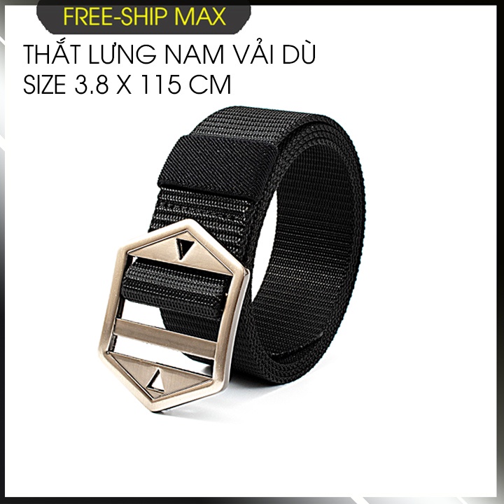 Thắt lưng nam chất liệu vải dù PE-Size 3.5 x 115cm dày 0.25 cm - Khóa kim hình lục giác - phong cách phượt