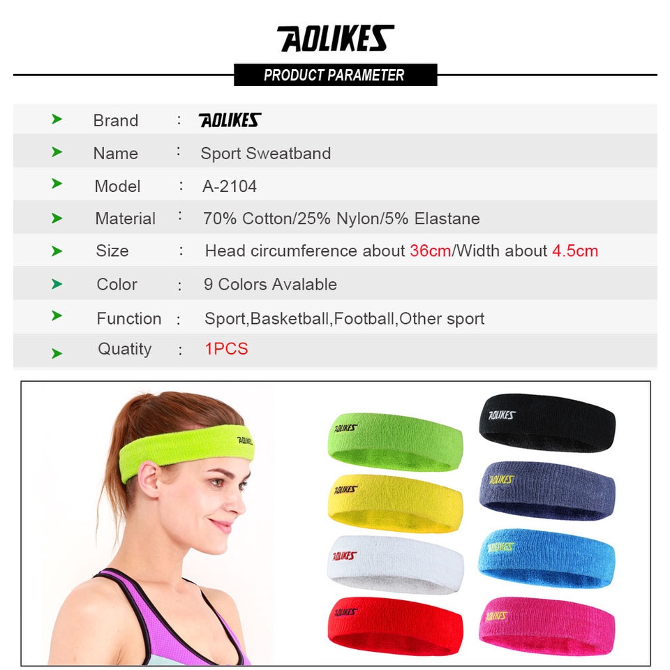 AOLIKES 1 Băng Đô Thể Thao Co Giãn Thoáng Khí Thấm Hút Mồ Hôi
