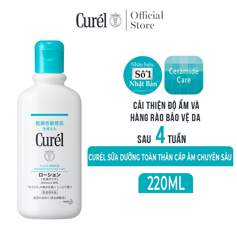 Sữa Dưỡng Toàn Thân Cấp Ẩm Chuyên Sâu Curel Intensive Moisture Care Moisture Milk 220ml