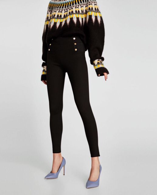 Quần legging nữ ZA RA LEGGINGS WITH GOLD APPLIQUÉ