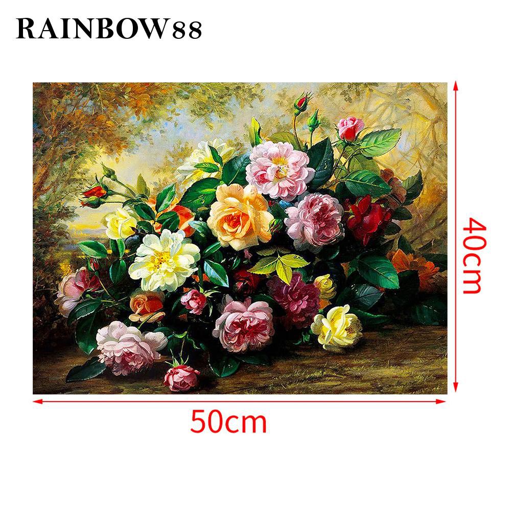 rainbow88 Paint by Numbers Kit For Home Decoration  40 x 50cm Charming Flowers DIY DIY Oil Painting Reliable