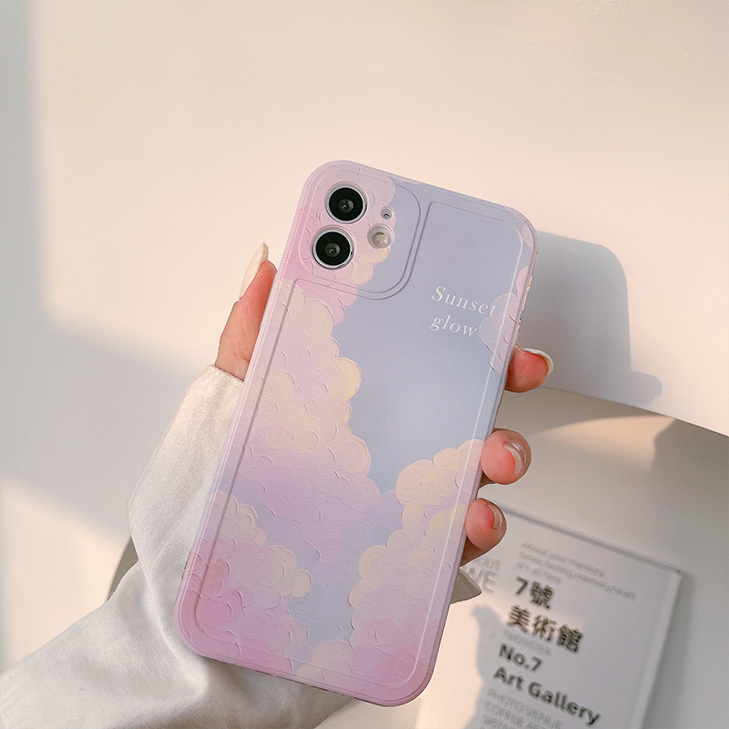 Fashion Soft Casing Gradient Smudge Pink Blue Sky Iphone 12mini 12/12Pro 12pro Max 11 11Pro Max SE 2020 X XS XR XsMax Case for Iphone 6 6s 6plus 7 8 7plus Back Cover