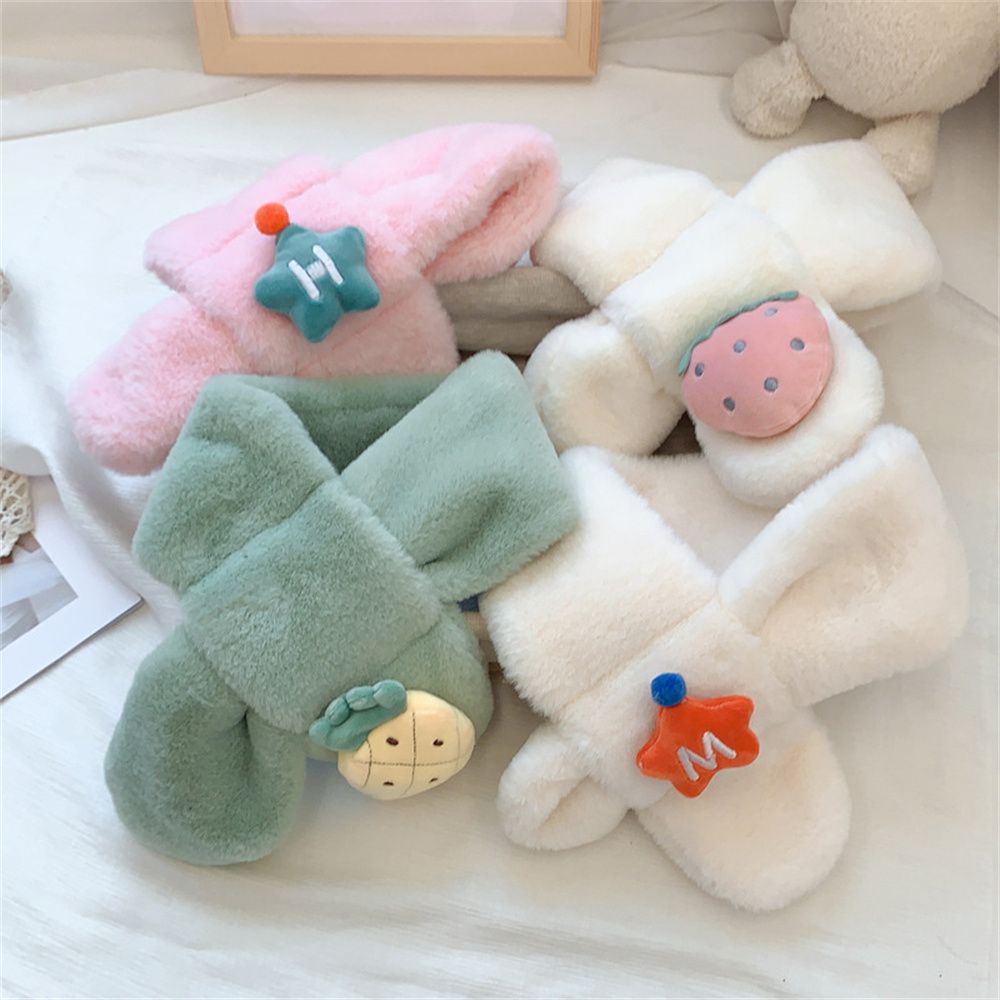 Khăn choàng cổ mềm mại giữ ấm hình hoạt hình trái cây nhiều màu sắc dành cho trẻ em