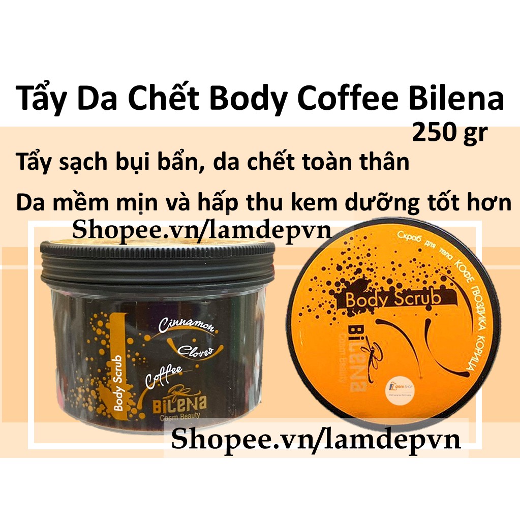 TẨY DA CHẾT BODY Quế Hồi Cà Phê Bilena Body Scrub 250ml