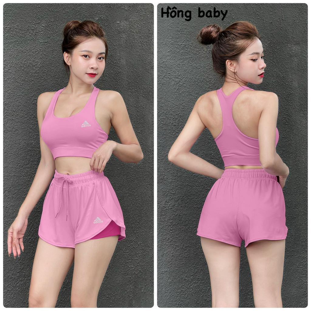 Đồ tập gym yoga nữ, set bộ đùi thể thao áo bra kèm mút quần đùi 2 lớp Bin Sports BN082