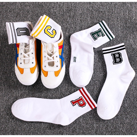 Vớ Tất cổ lửng Nam Nữ chữ cái đủ màu phong cách trẻ trung, năng động