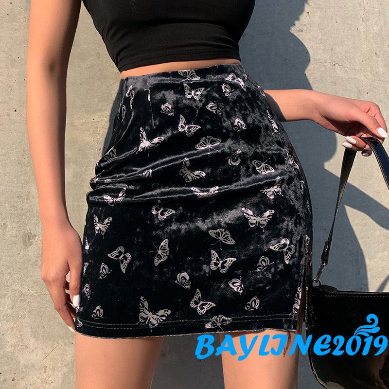 Chân Váy Xẻ Tà In Hình Bướm Thời Trang Dành Cho Nữ