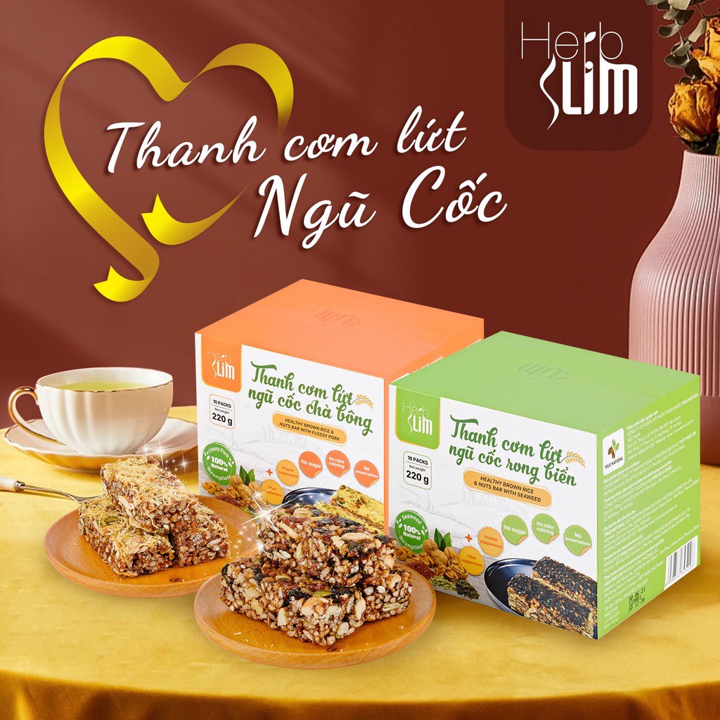 [Mã GROSALE giảm 10% đơn 150K] Thanh cơm lứt ngũ cốc Herbslim thơm ngon bổ dưỡng, hỗ trợ giảm cân - MY VANS BEAUTY