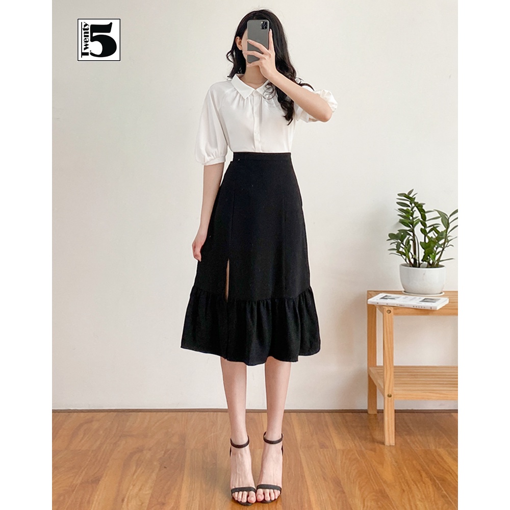 Chân váy công sở xẻ đùi cạp cao dáng midi đuôi cá Twentyfive Fashion N352