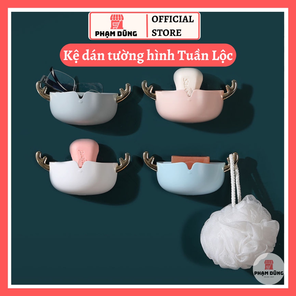 Khay đựng xà phòng , kệ dán tường đựng xà bông hình tuần lộc dễ thương