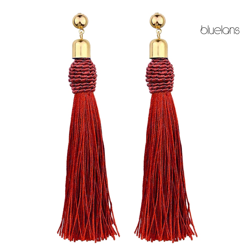 Bông Tai Dạng Dây Tua Dài Phong Cách Bohemian Cho Cô Dâu