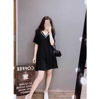 Đầm bầu suông cổ v