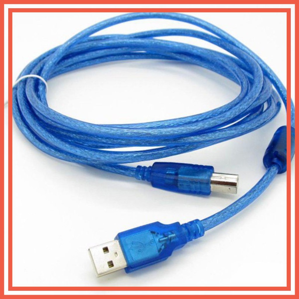 Dây máy in chống nhiễu cao cấp dài 1.5M 3M 5M 10M Arigato cổng USB 2.0 màu XANH hoặc XÁM giao ngẫu nhiên