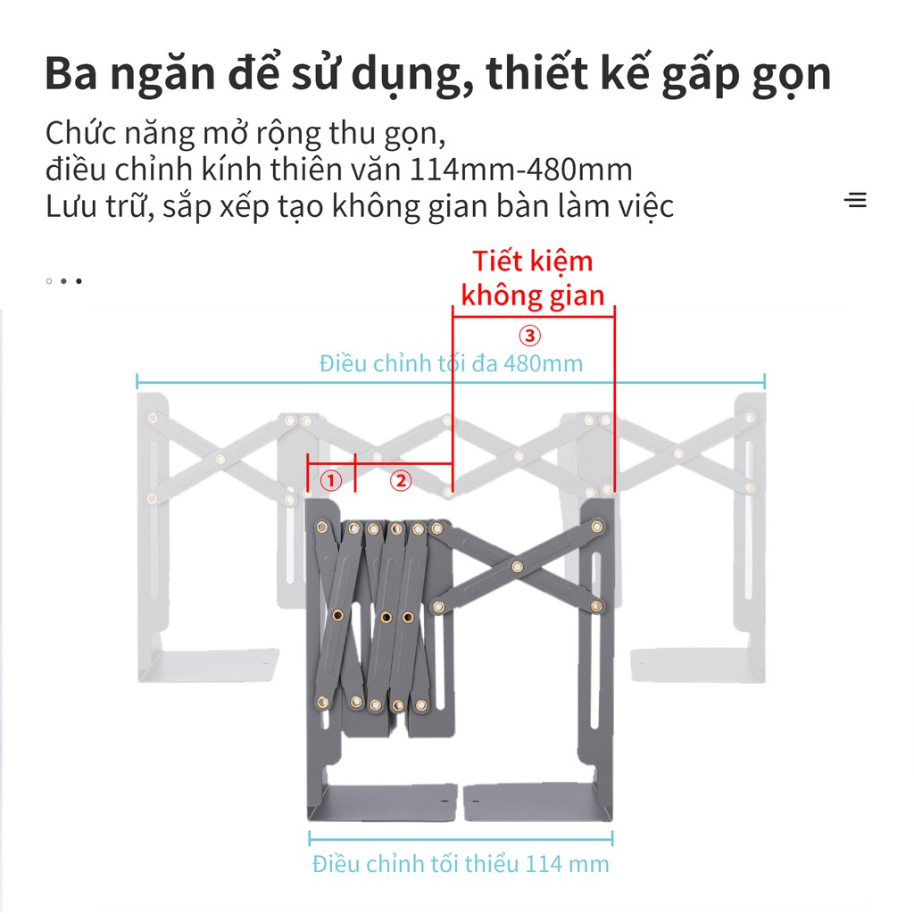 Giá kê sách, tài liệu mở rộng để bàn kim loại Deli - Thiết kế linh hoạt điều chỉnh, tiết kiệm không gian  - 78630