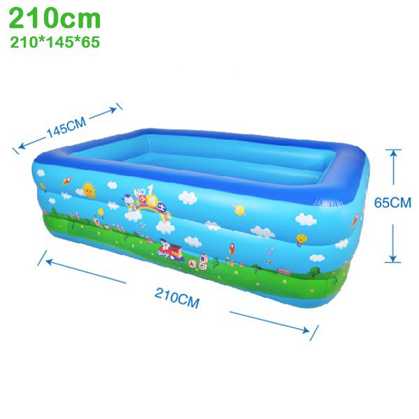 Bể bơi phao 3 tầng size to 2m1+ bơm điện (Kingmart68)